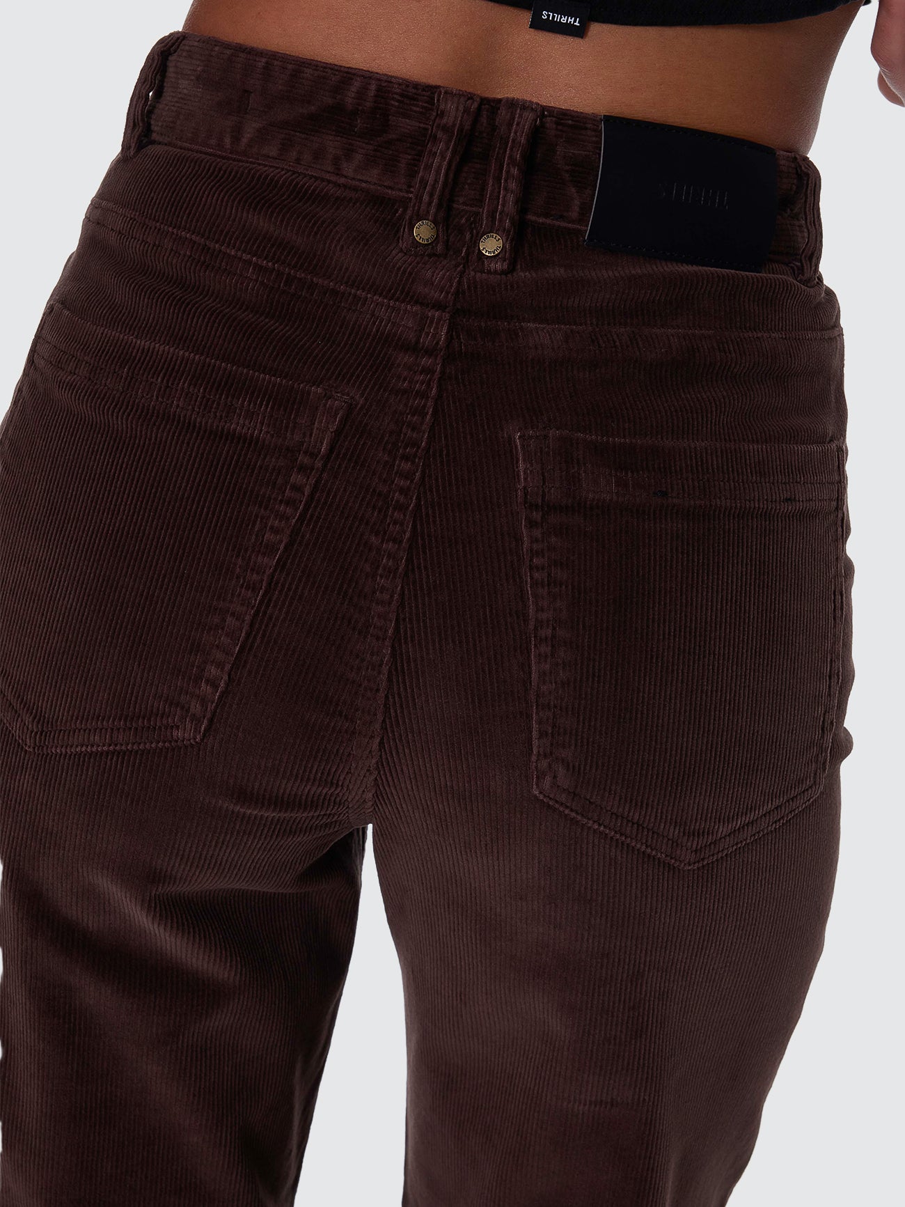 Thrills Co Holly High Rise Stretch Wide Cord Pant - Bitter Chocolate in Bitter Chocolate