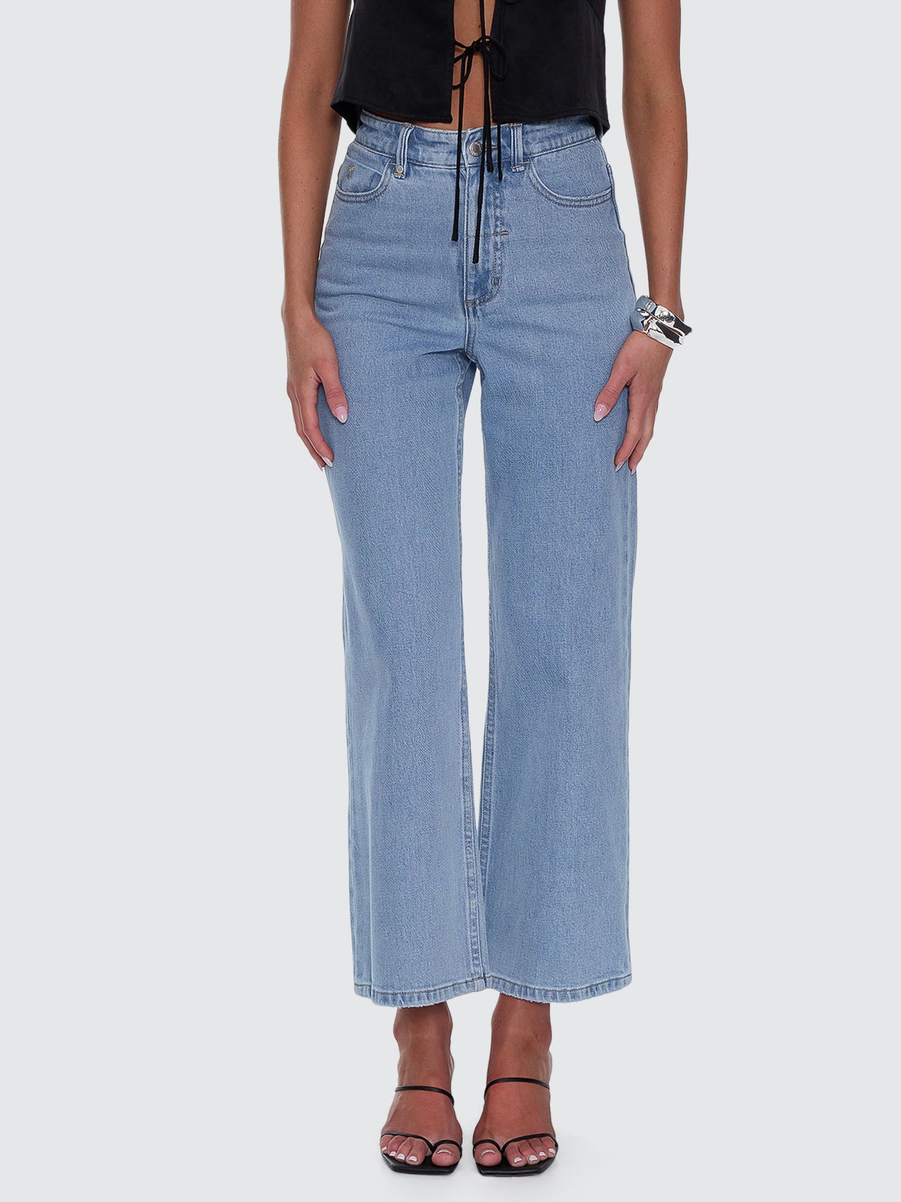 Thrills Co Holly High Rise Stretch Wide Jean - Ageless Blue in Ageless Blue