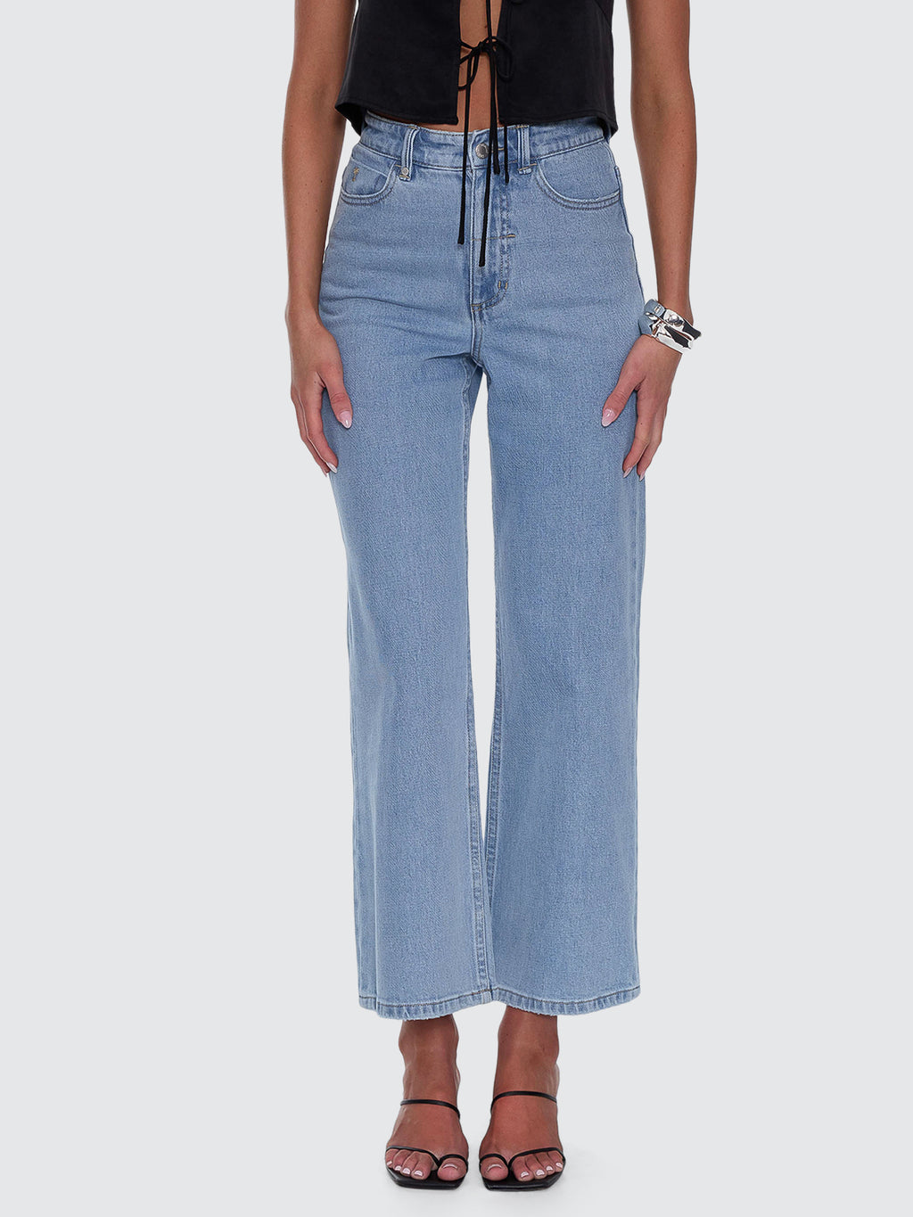 Thrills Co Holly High Rise Stretch Wide Jean - Ageless Blue in Ageless Blue