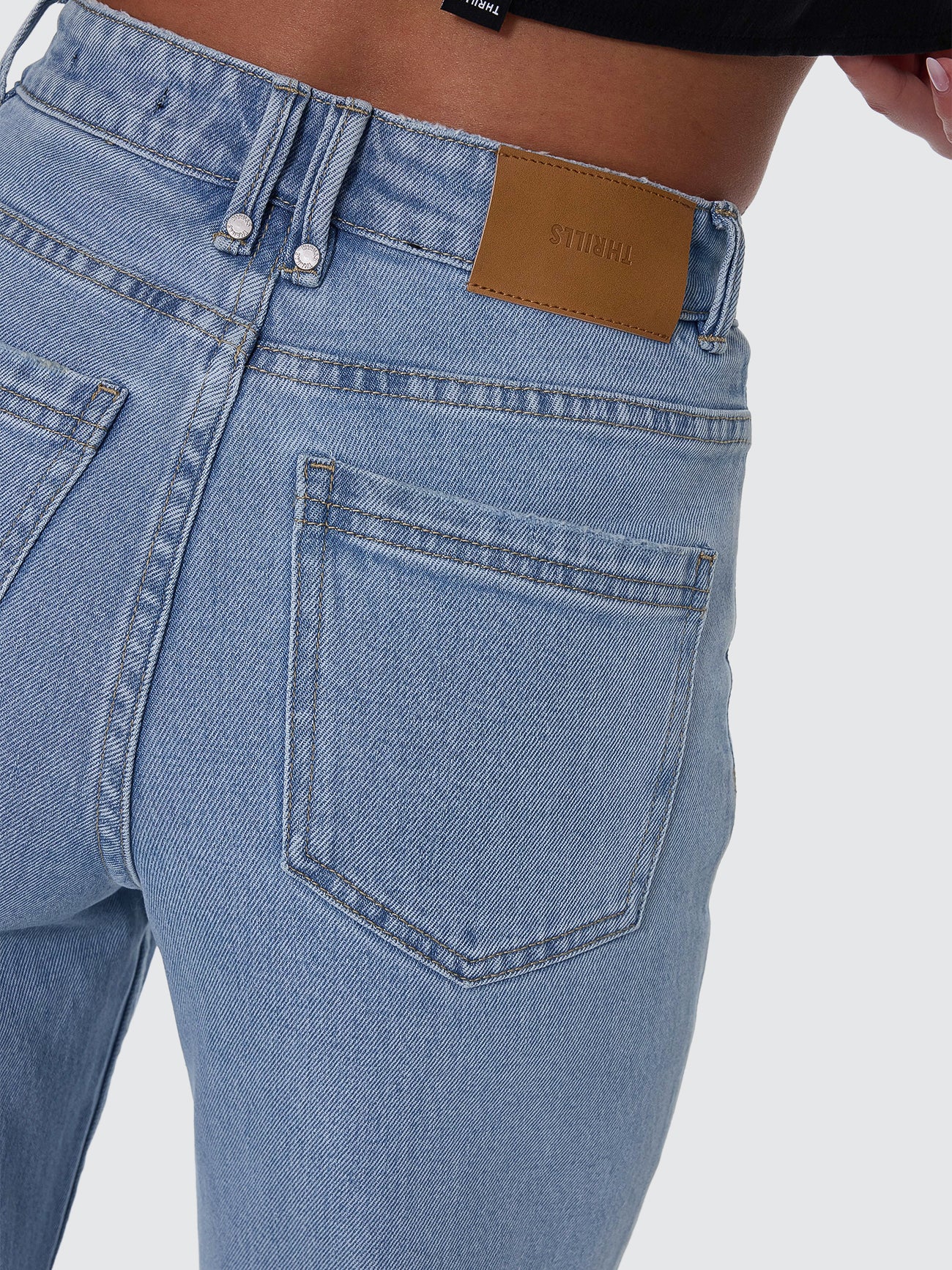 Thrills Co Holly High Rise Stretch Wide Jean - Ageless Blue in Ageless Blue