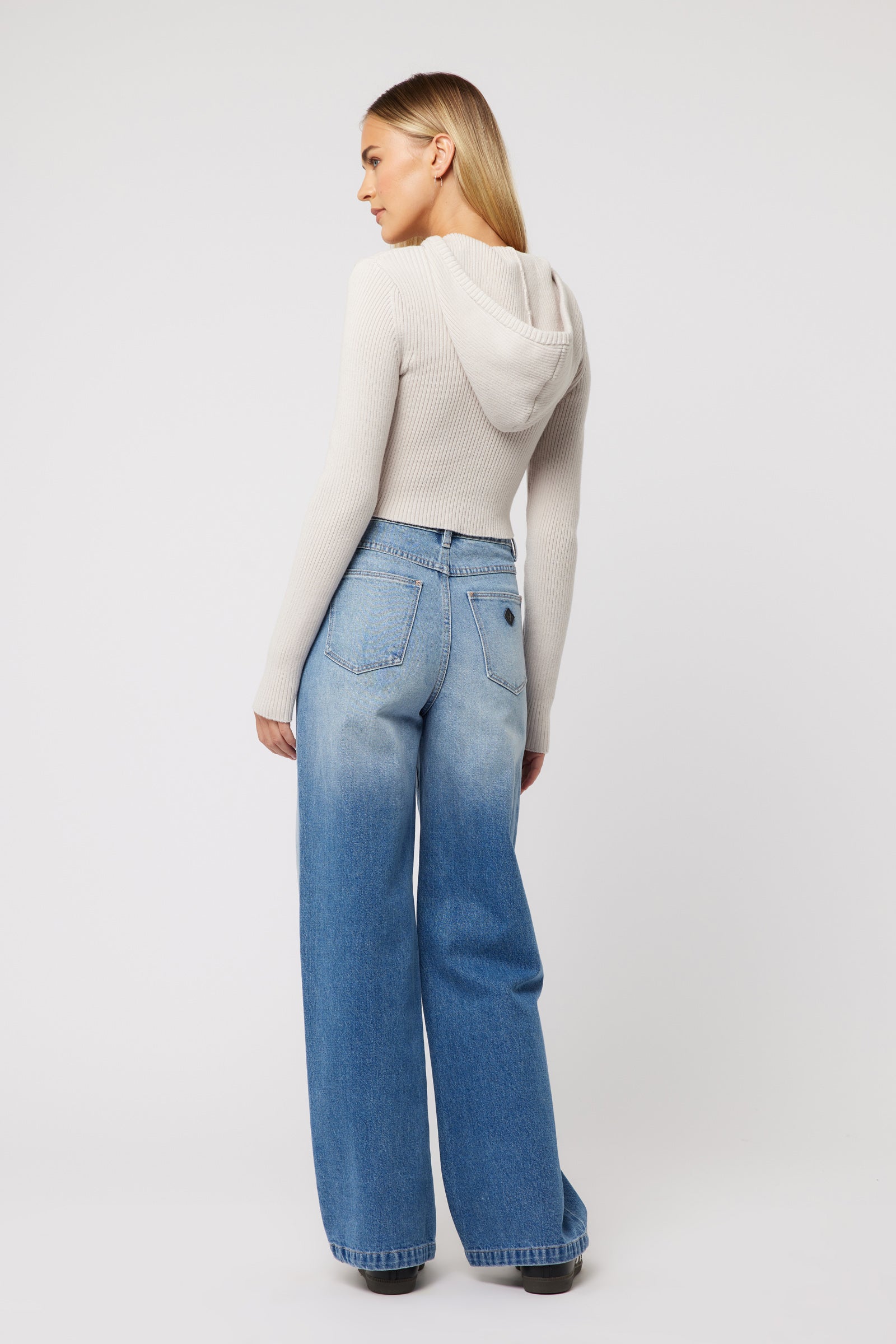 Abrand Jeans Hooded Zip Through in BONE