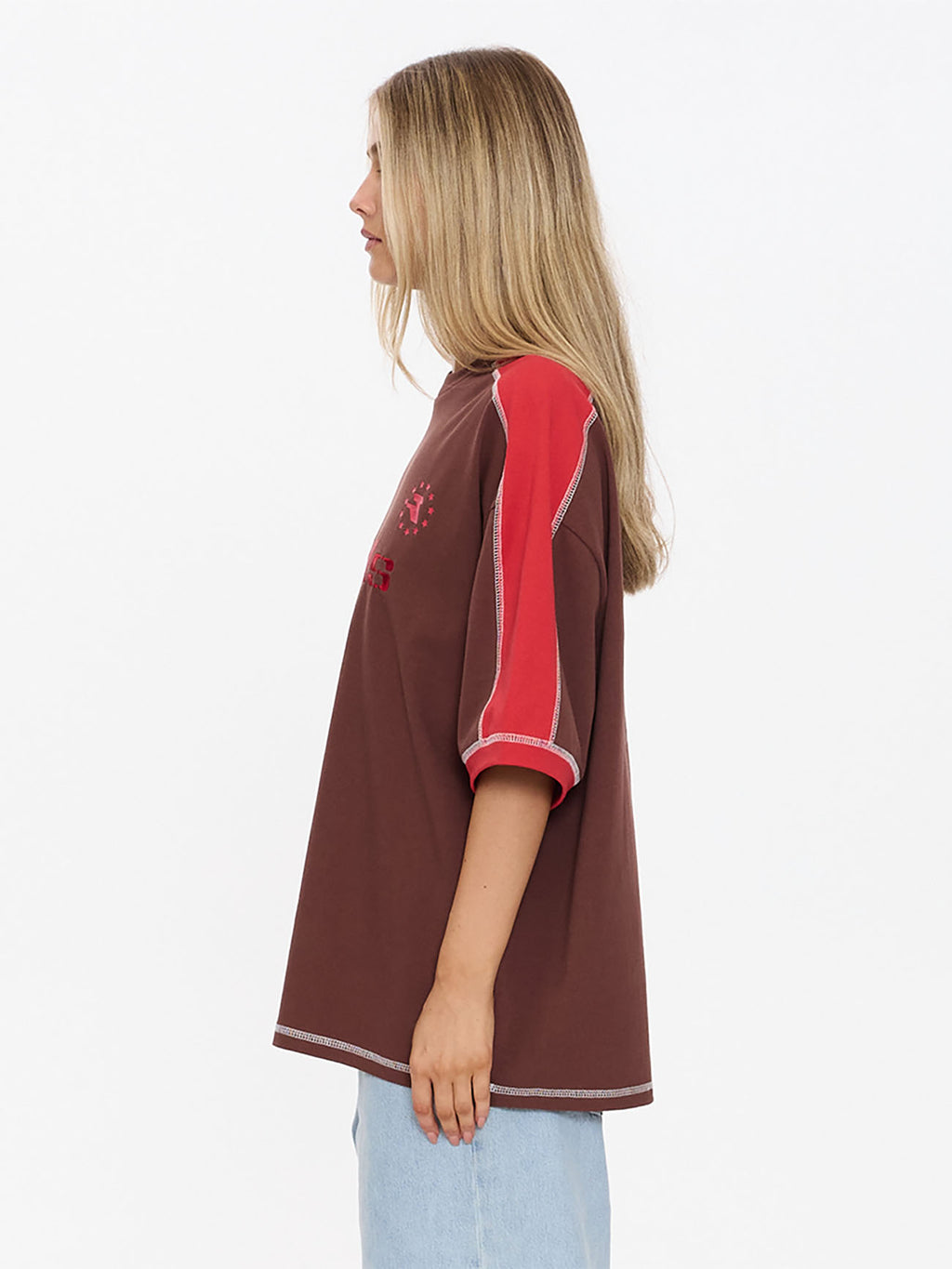 Thrills Co Hot Shot Panelled Oversized Tee - Acorn in Acorn