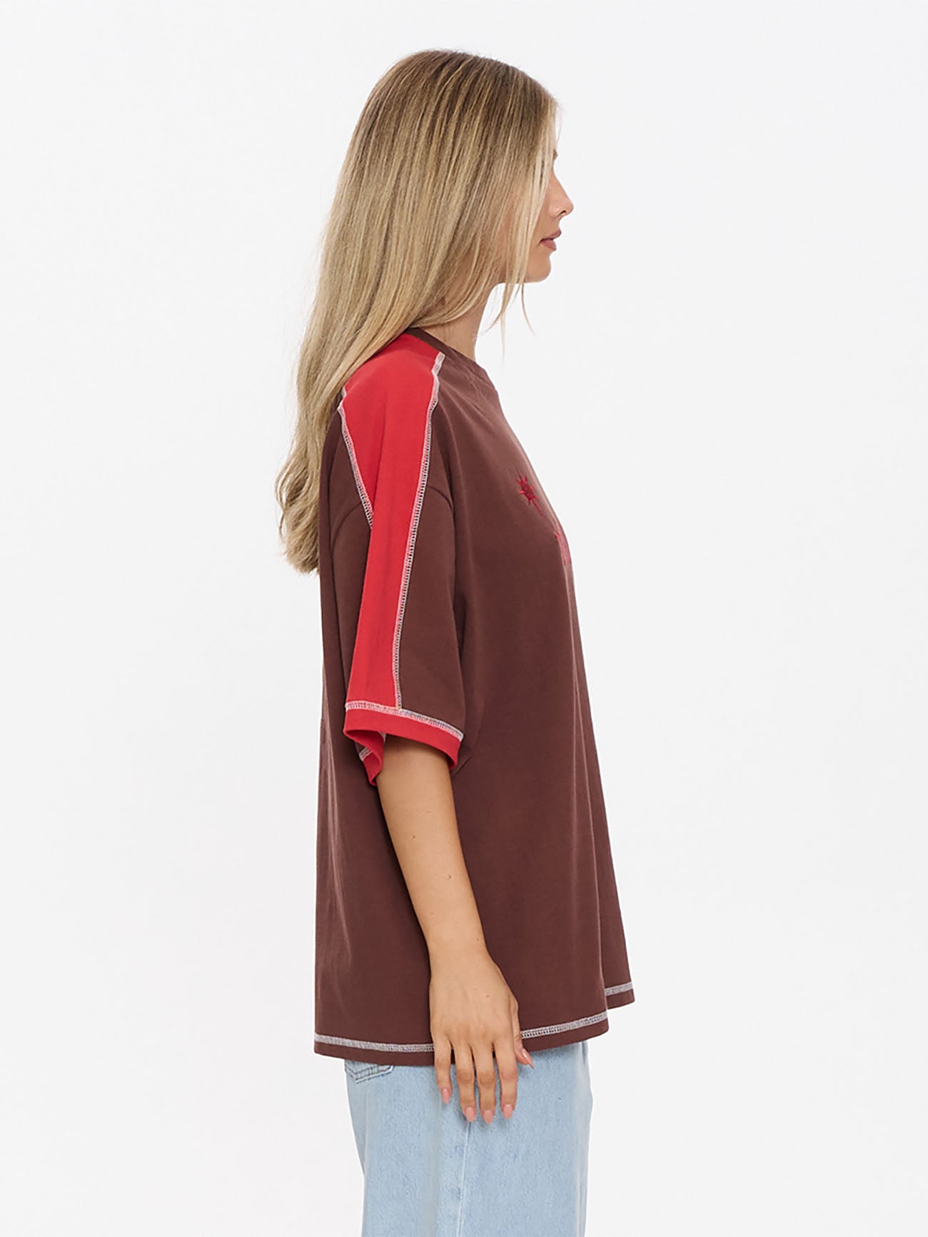 Thrills Co Hot Shot Panelled Oversized Tee - Acorn in Acorn