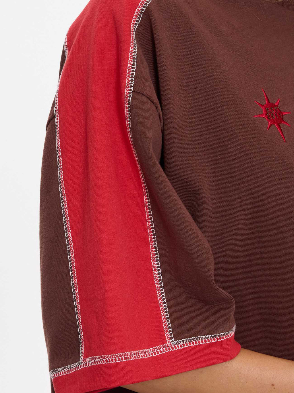 Thrills Co Hot Shot Panelled Oversized Tee - Acorn in Acorn