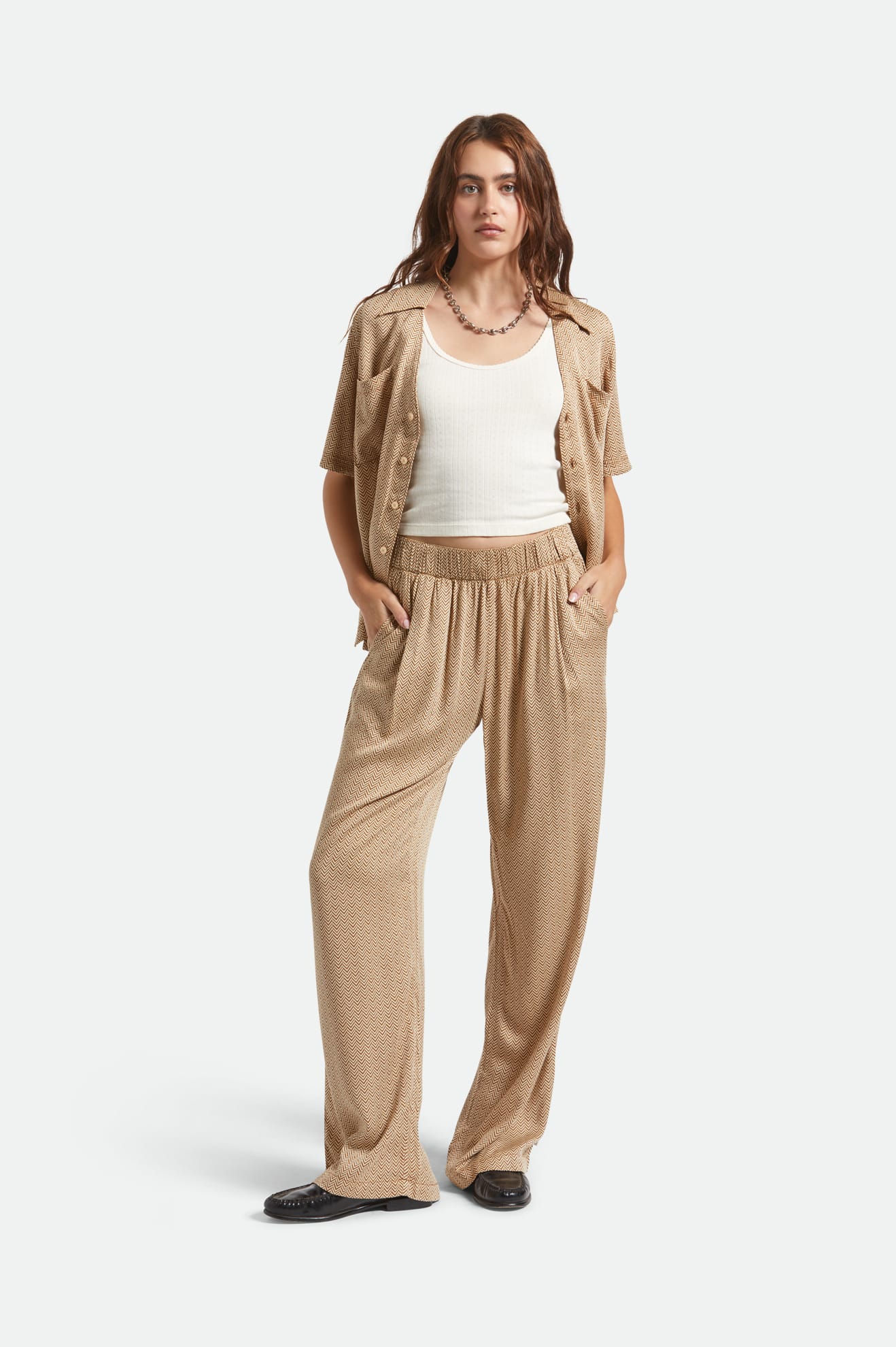 Brixton Hudson Lounge Pant in WASHED COPPER/WHITECAP