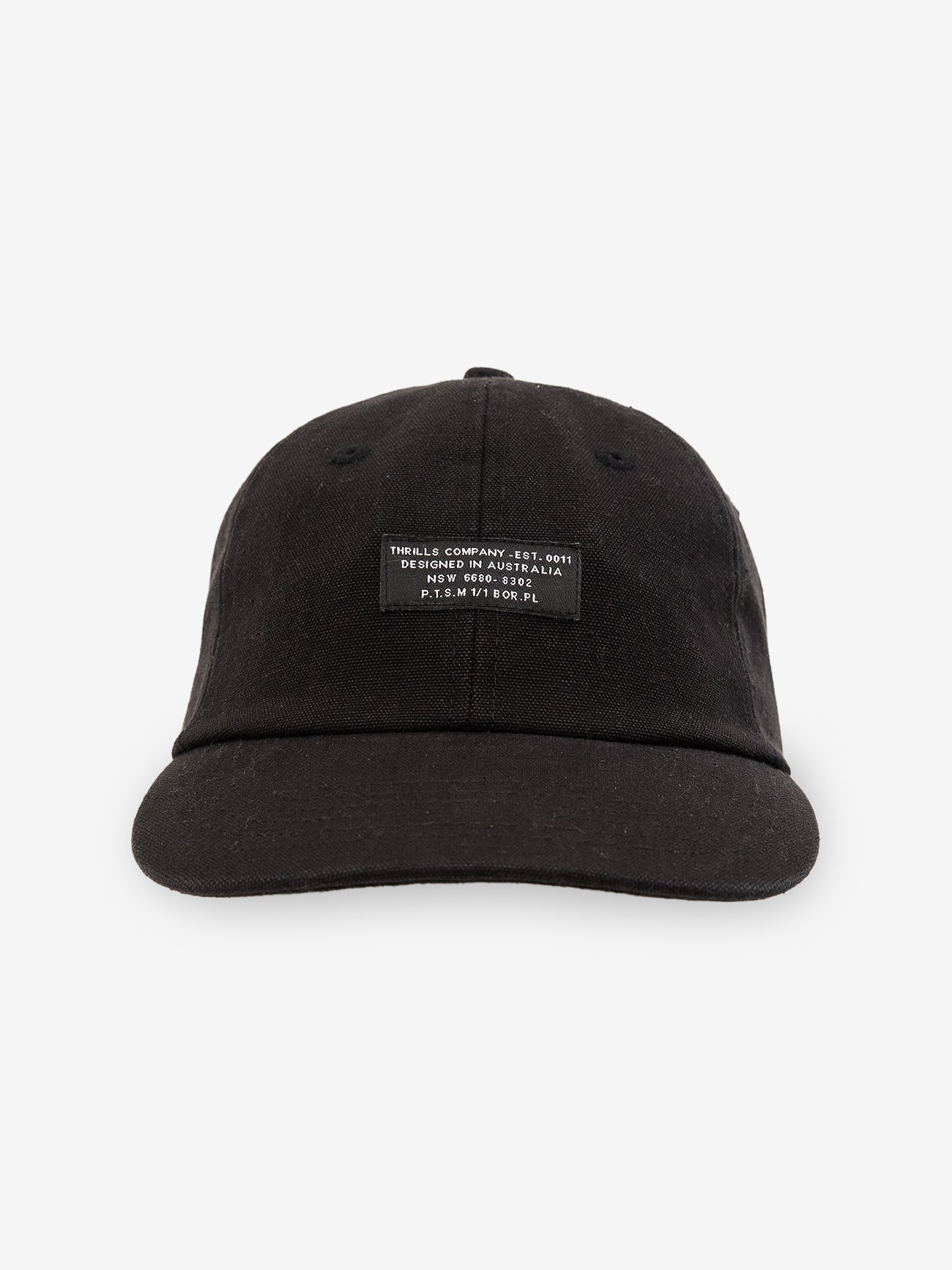 Thrills Co Issued 6 Panel Cap - Black in Black