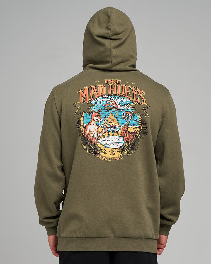 The Mad Hueys Loving Every Bbq | Hooded Pullover - Olive in OLIVE