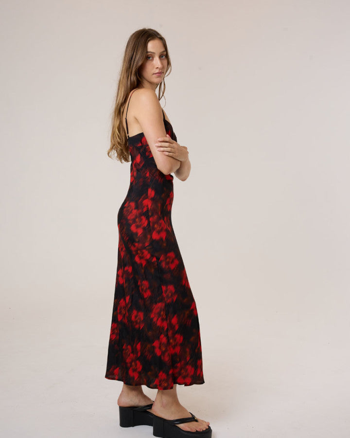 Thrills Lucky For You Floral Maxi Dress - Redwood in Redwood