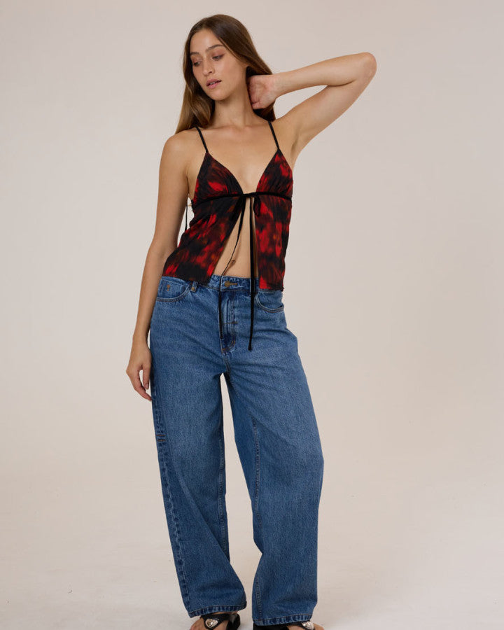 Thrills Lucky For You Floral Top - Redwood in Redwood