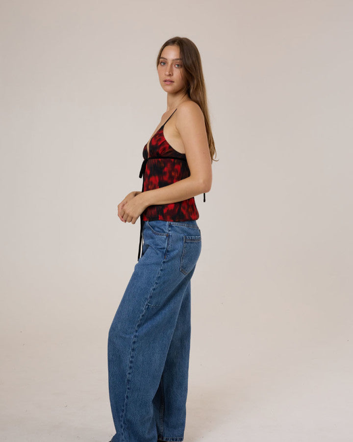 Thrills Lucky For You Floral Top - Redwood in Redwood