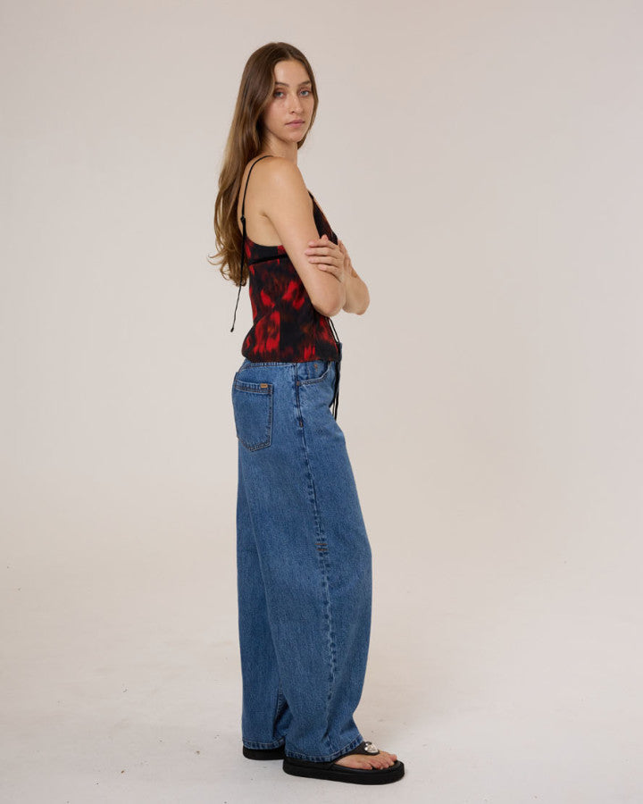 Thrills Lucky For You Floral Top - Redwood in Redwood