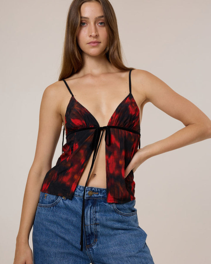 Thrills Lucky For You Floral Top - Redwood in Redwood