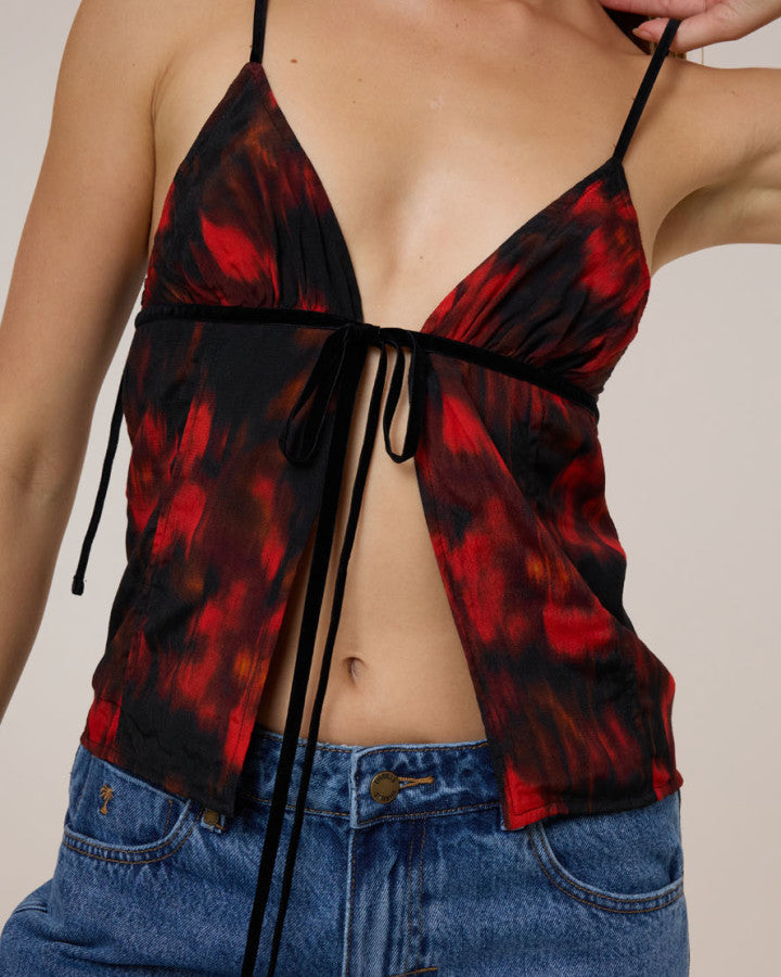 Thrills Lucky For You Floral Top - Redwood in Redwood