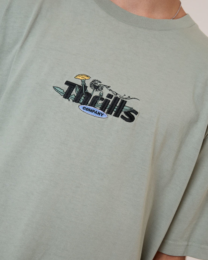 Thrills Make A Wish Oversize Fit Tee - Dirty Sage in Dirty Sage