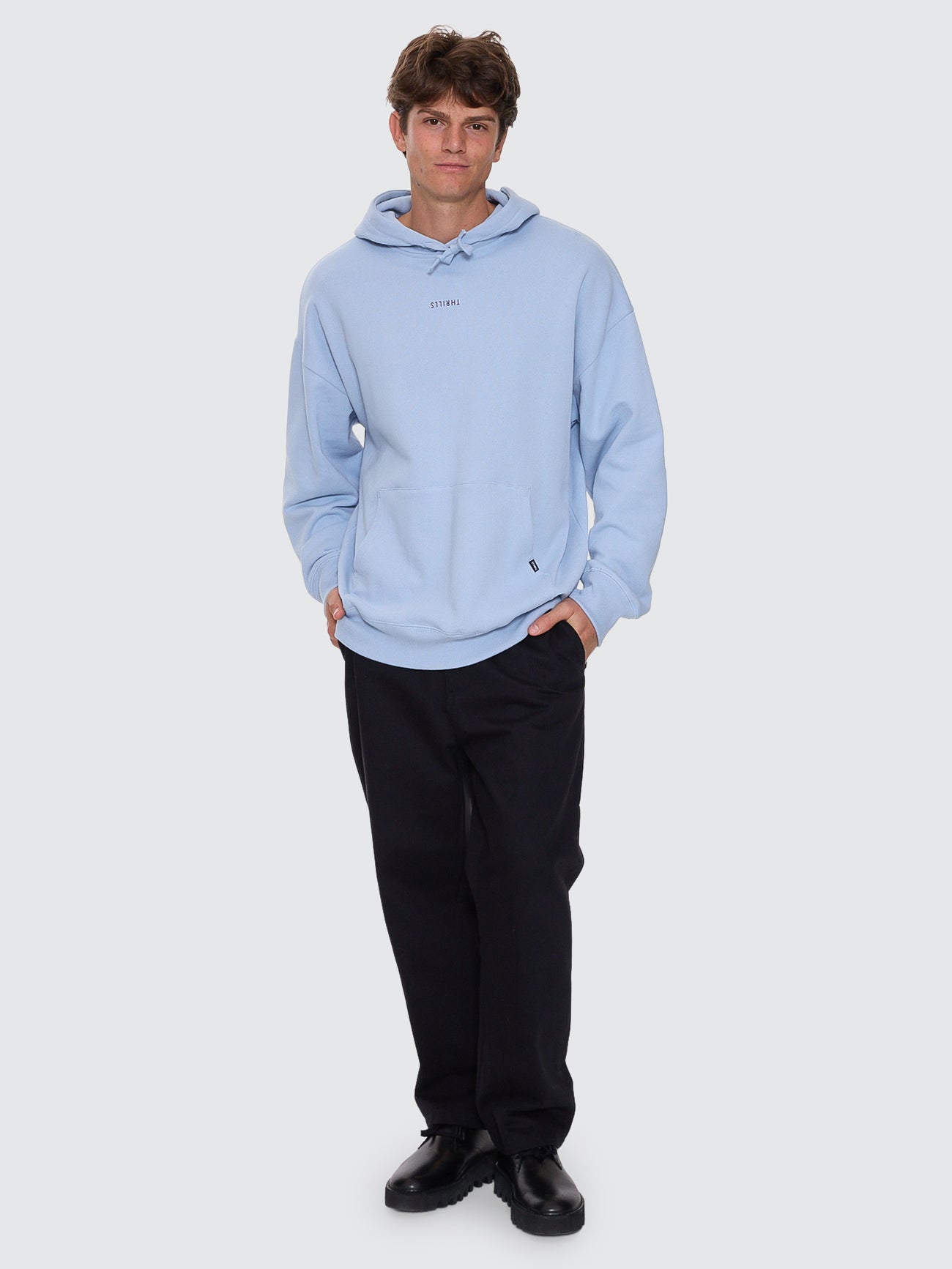 Thrills Co Minimal Thrills Slouch Pull On Hood - Placid Blue in Placid Blue