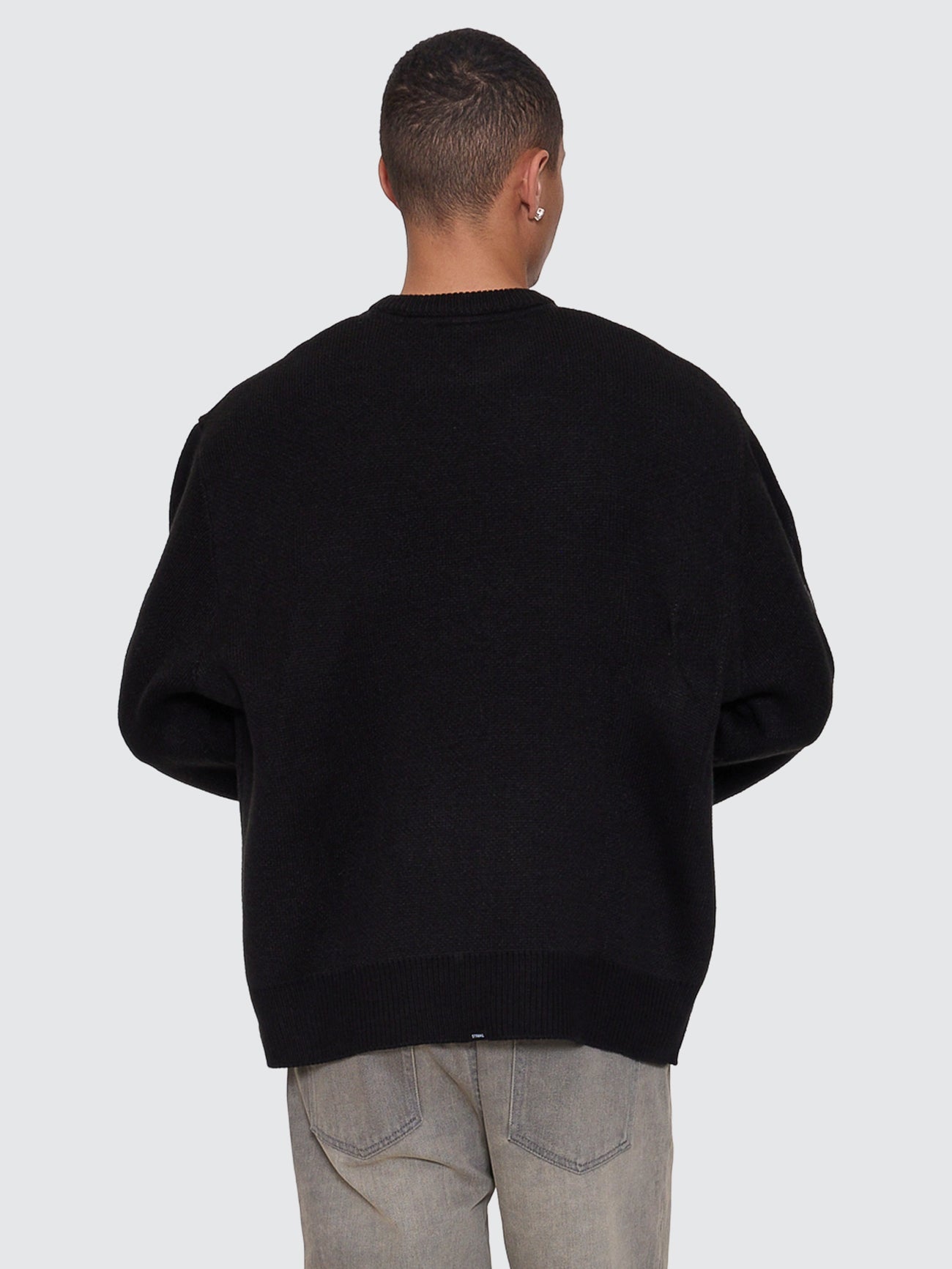 Thrills Co Night Petal Box Fit Crew Cropped Knit - Washed Black in Washed Black