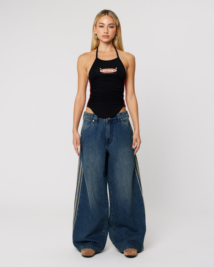 Abrand Jeans Off Duty Halter in BLACK