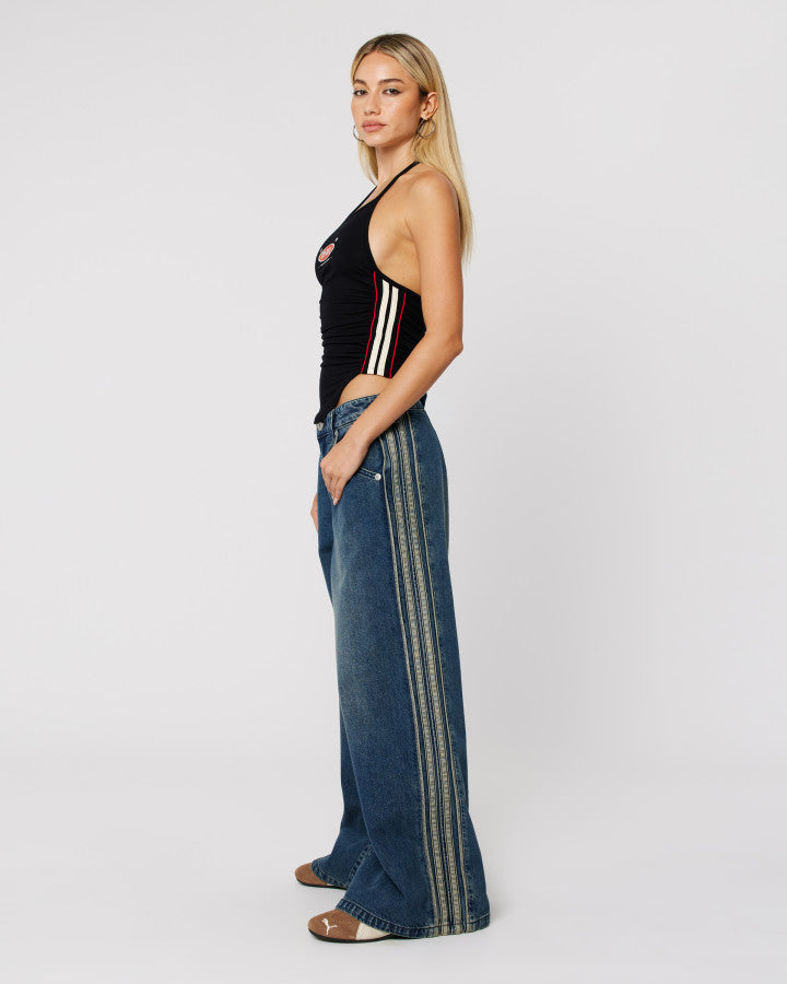 Abrand Jeans Off Duty Halter in BLACK