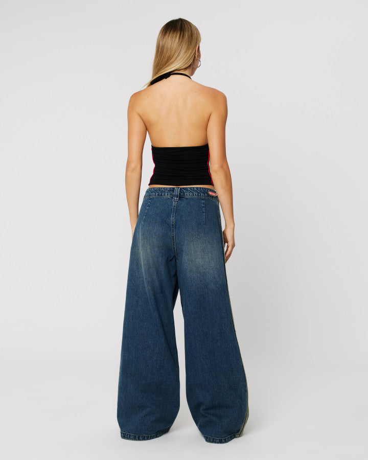 Abrand Jeans Off Duty Halter in BLACK