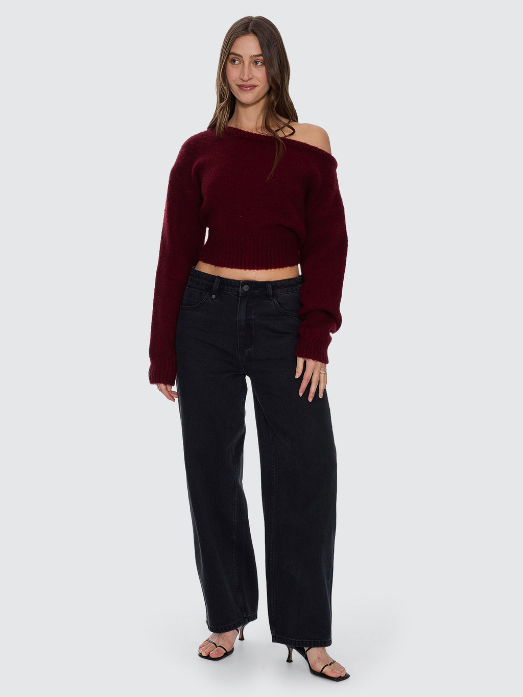 Thrills Co Oslo Cold Shoulder Knit Sweater - New Maroon in New Maroon