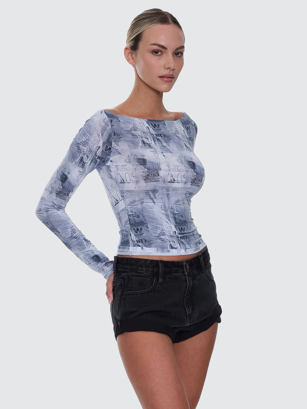 Thrills Co Paper Trail Long Sleeve Top - Grey Matter in Grey Matter