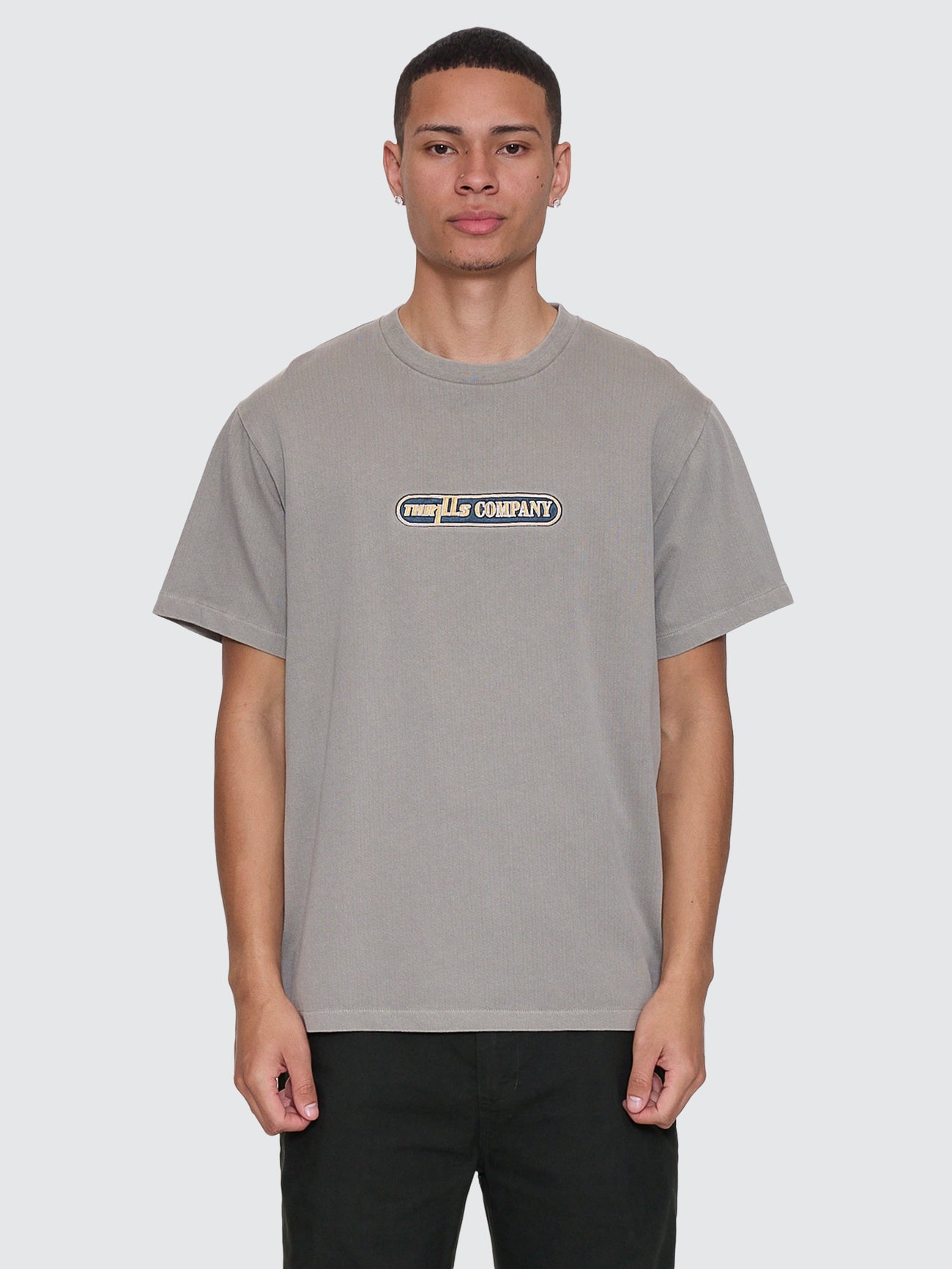 Thrills Co Paradise Falling Embro Merch Fit Tee - Fog in Fog