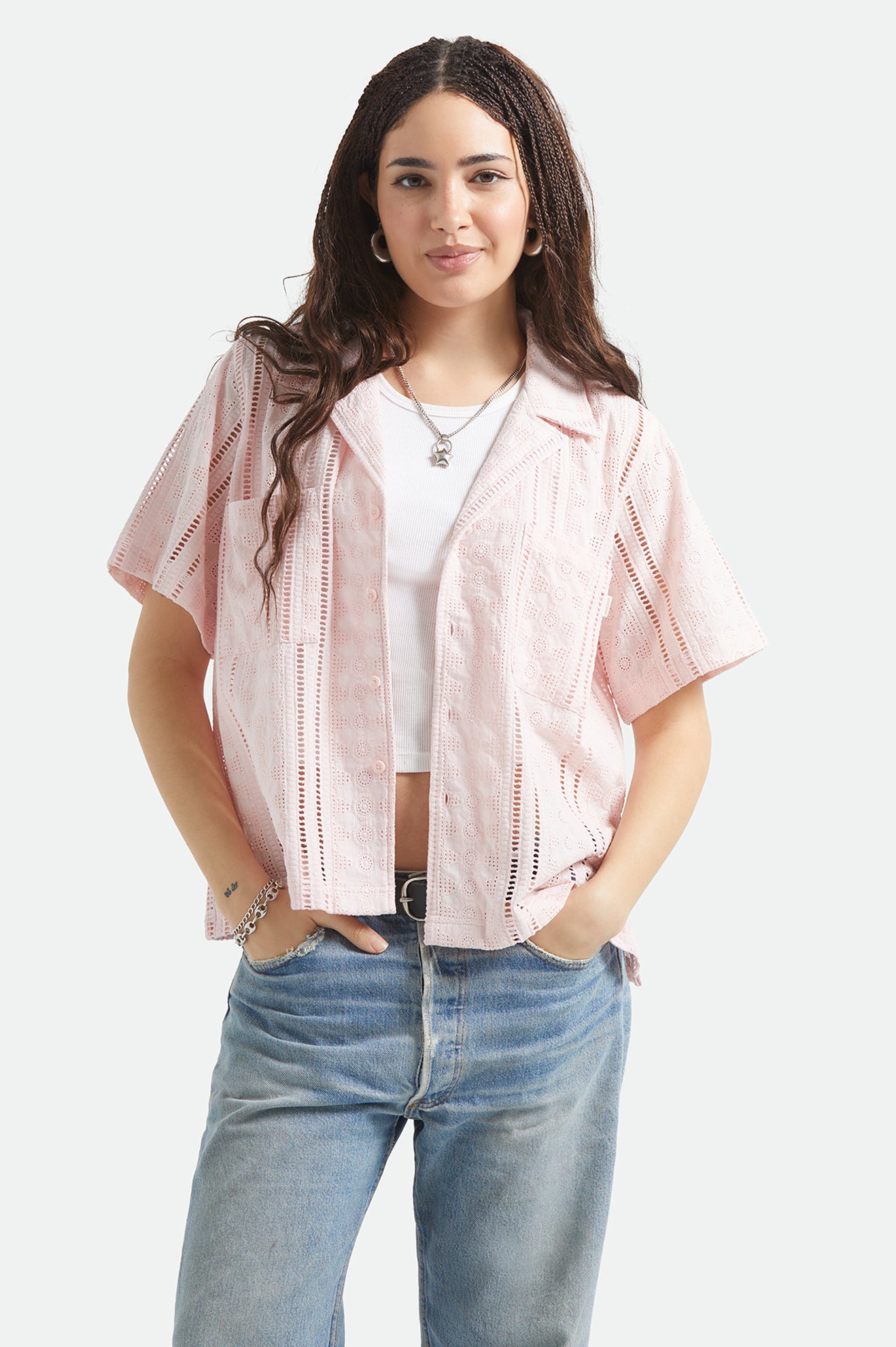 Brixton Paradise Lounge S/S Woven in CHALK PINK