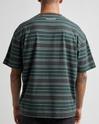 The Mad Hueys Parallel Stripe Hueys | Oversized Ss Tee in PINE GREEN