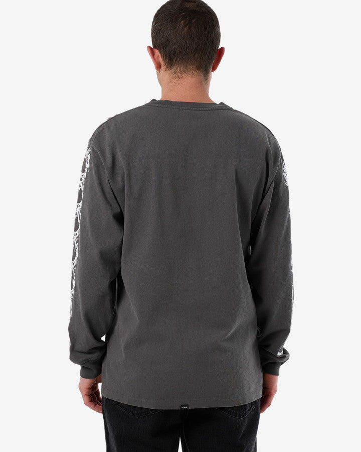 Thrills Peaceful Chaos Oversize Fit Long Sleeve Tee - Merch Black in Merch Black