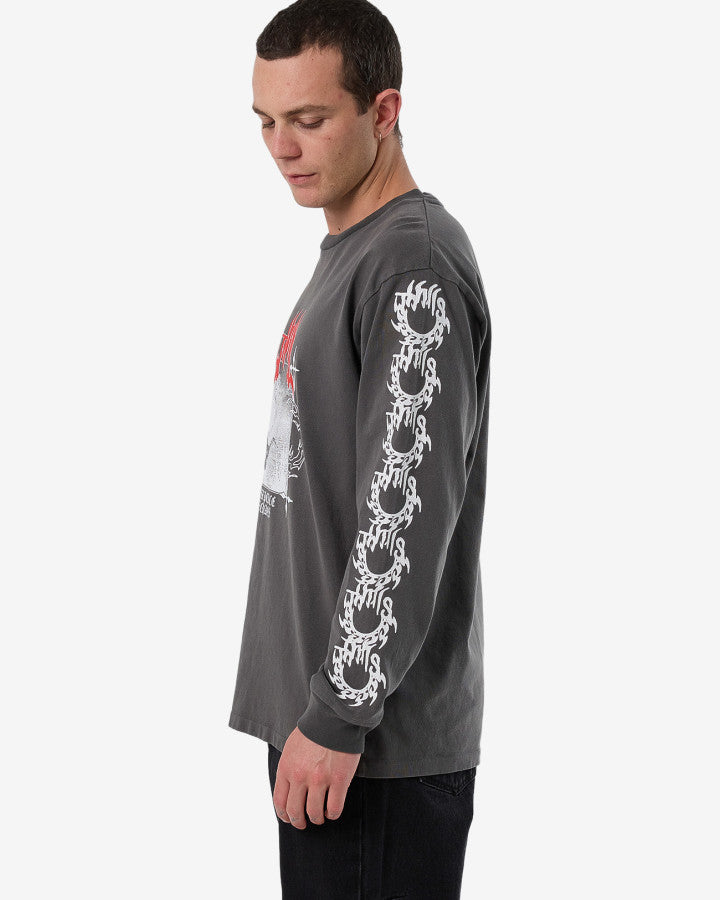 Thrills Peaceful Chaos Oversize Fit Long Sleeve Tee - Merch Black in Merch Black