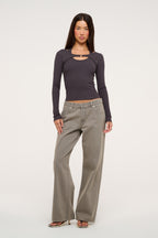 Abrand Jeans Pixie Halter Ls Top in CHARCOAL