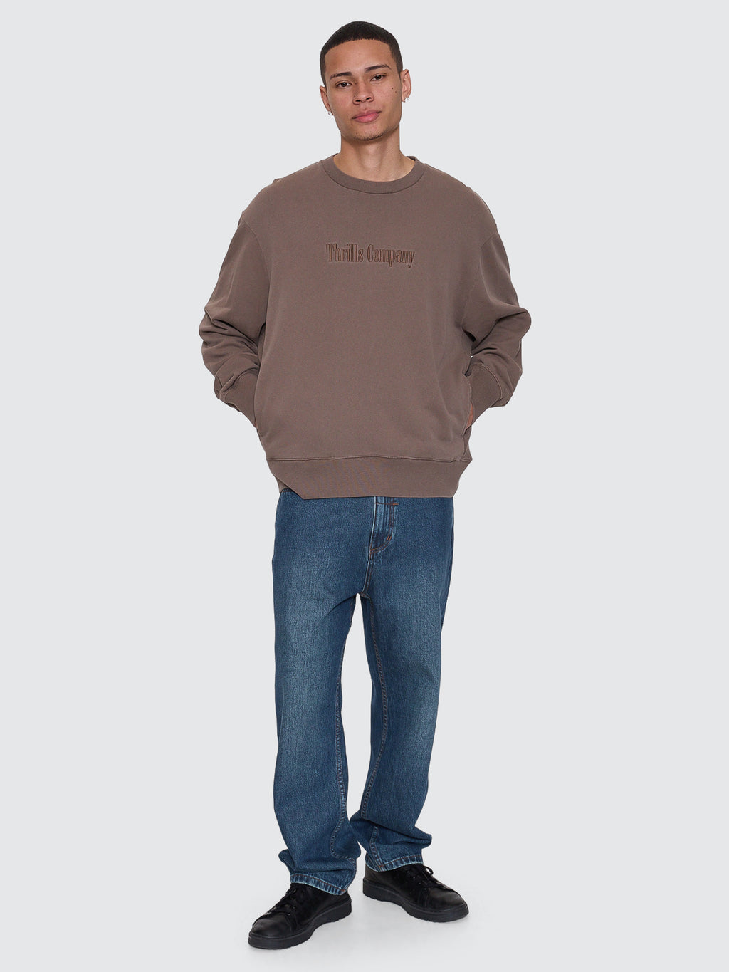 Thrills Co Primitive Box Fit Cropped Crew - Falcon in Falcon