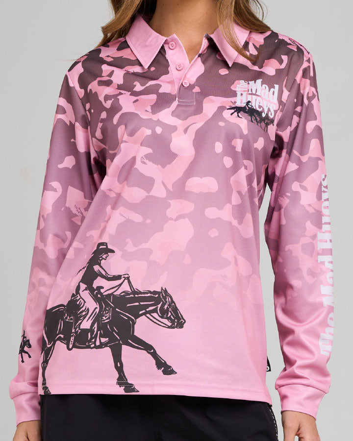 The Mad Hueys Ranch Hueys | Womens Upf 50+ Fishing Jersey in PINK