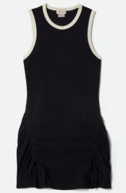 Brixton Ribbed Cinch Mini Dress in BLACK/OFF WHITE