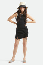Brixton Ribbed Cinch Mini Dress in BLACK/OFF WHITE