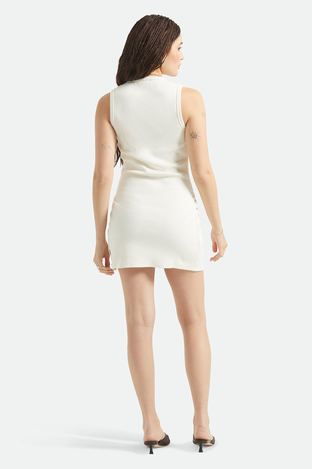 Brixton Ribbed Cinch Mini Dress in OFF WHITE