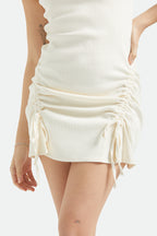 Brixton Ribbed Cinch Mini Dress in OFF WHITE