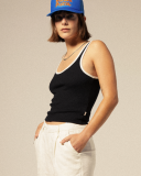 Brixton Ringer Organic A-Tank in BLACK/OFF WHITE