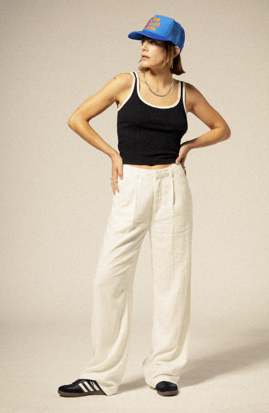 Brixton Ringer Organic A-Tank in BLACK/OFF WHITE