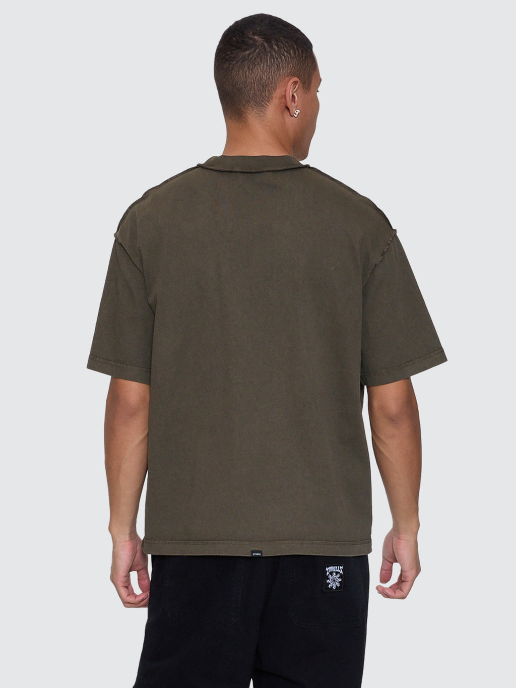 Thrills Co Rose Brigade Box Fit Oversize Cropped Tee - Olive Night in Olive Night