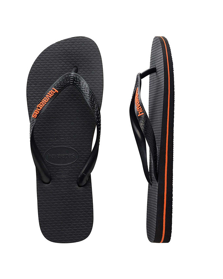 Havaianas Rubber Logo Black/Orange Neon in Black