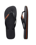 Havaianas Rubber Logo Black/Orange Neon in Black