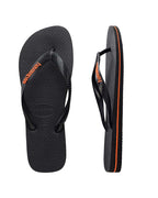 Havaianas Rubber Logo Black/Orange Neon in Black