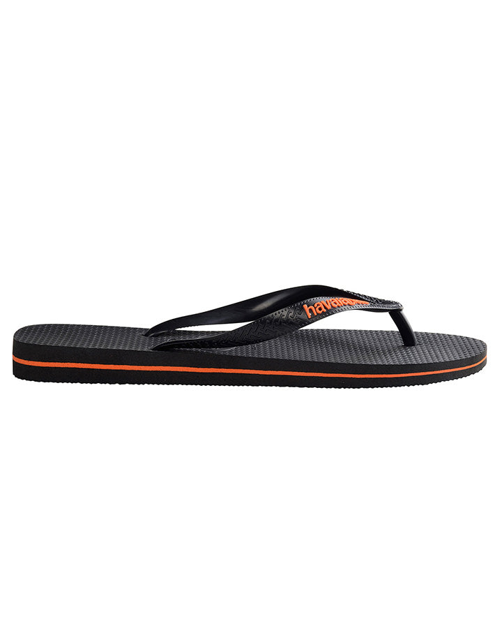 Havaianas Rubber Logo Black/Orange Neon in Black