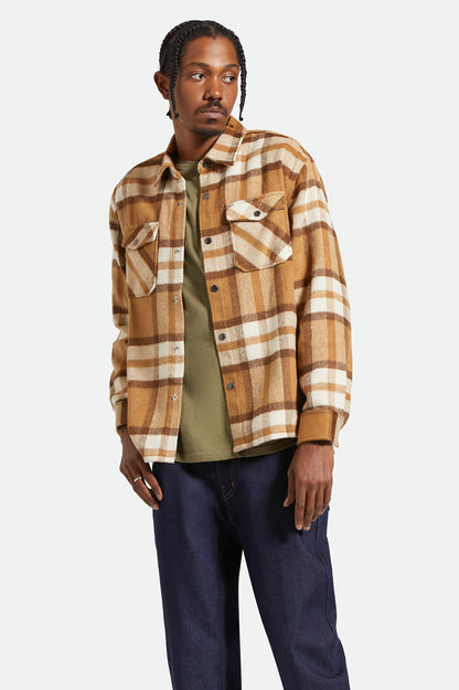 Brixton Selden Soft Brushed Flannel in TAN/BISON