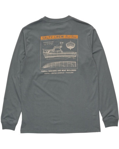 Salty Crew Boat Shop Classic Ls Tee in STORM