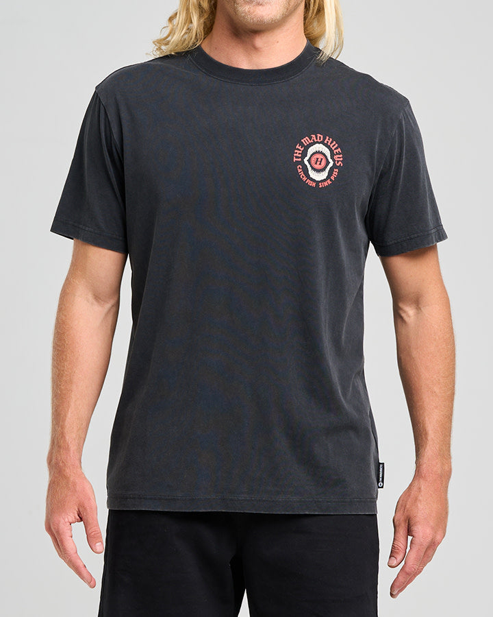 The Mad Hueys Shark Tins | Ss Tee - Washed Black in WASHED BLACK
