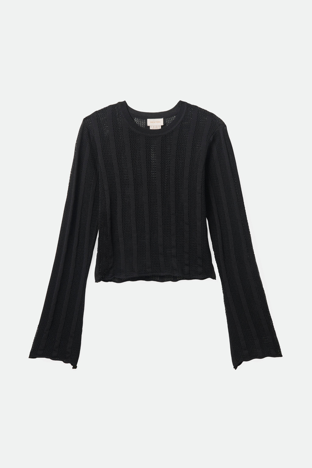Brixton Sheer Knit Top Long Sleeve in BLACK