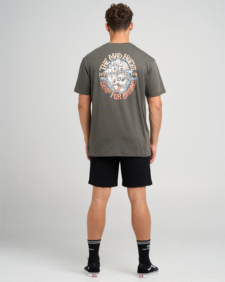 The Mad Hueys Ship For Brains | Ss Tee in CHARCOAL