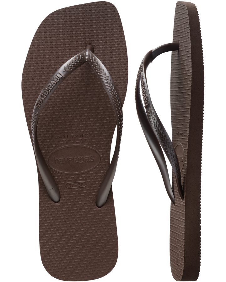 Havaianas Slim Square Dark Brown in Brown